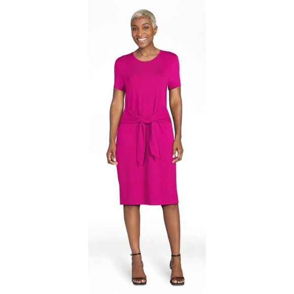 Time & Tru Tie-Front Fuchsia Berry Knit Dress sz:XS - Picture 2 of 8